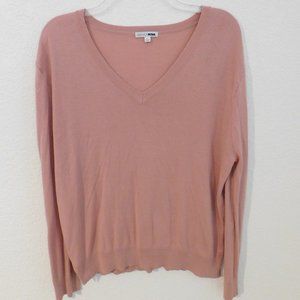 Fashion Nova V Neck Knit Stretch Sweater Mauve Long Sleeve Size Large